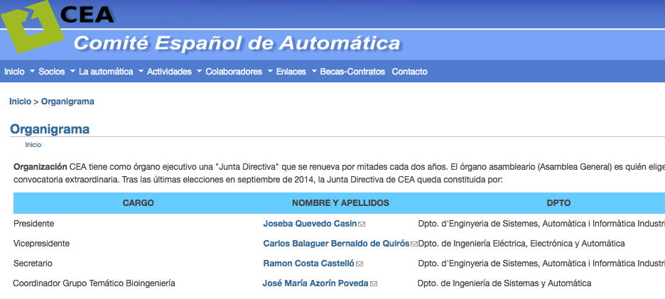Spanish Committe Automation Coordinator Bioengineering Group