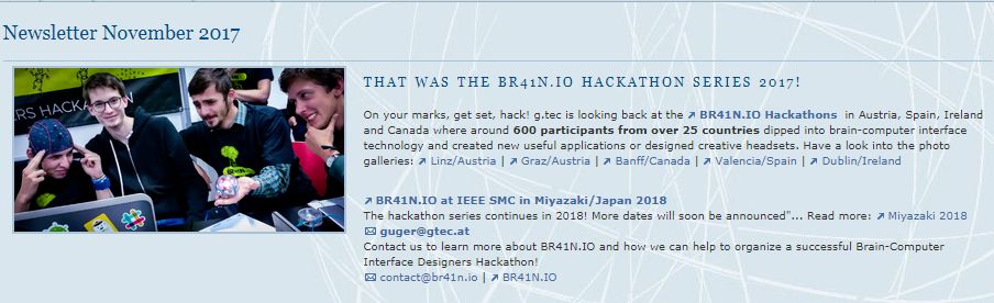 Hackathon on G.tec Newsletter